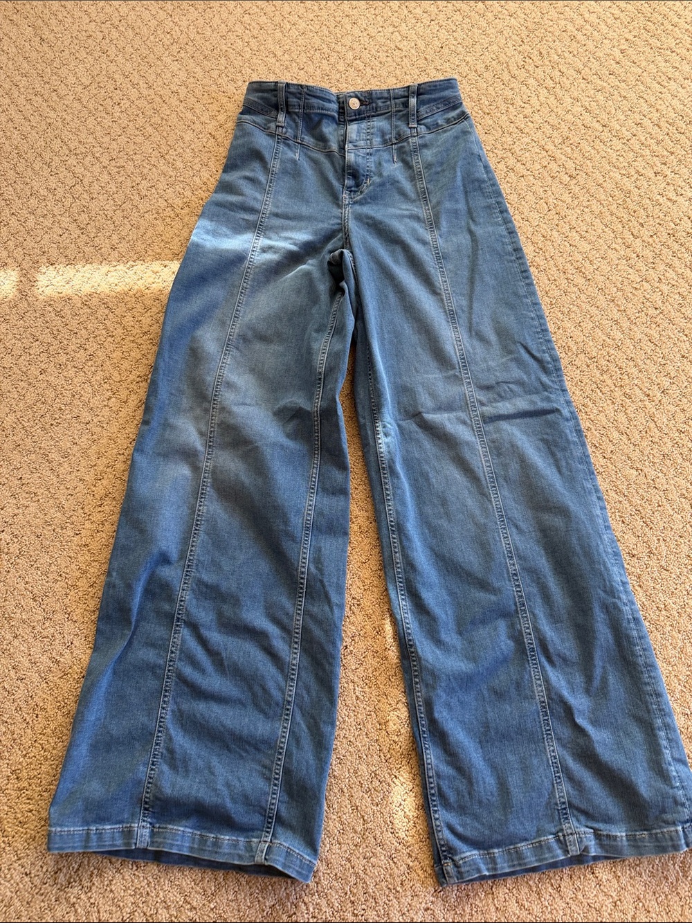 Free People Medium Blue Wide-Leg Jeans